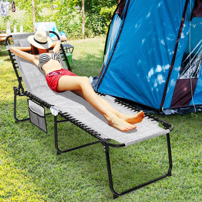 Gymax Chaise de plage pliable, chaise longue avec coussin, 4 positions