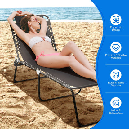 Gymax Chaise de plage pliable, chaise longue avec coussin, 4 positions