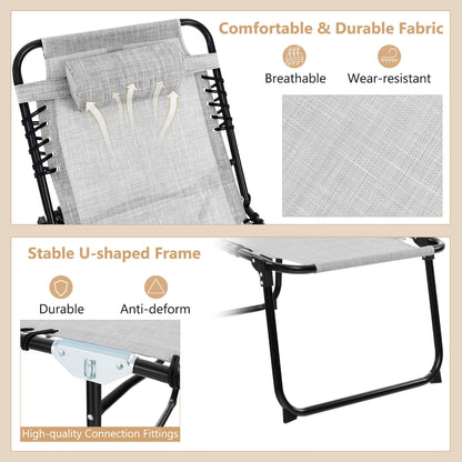 Gymax Chaise de plage pliable, chaise longue avec coussin, 4 positions