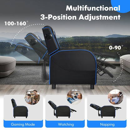 Fauteuil de jeu inclinable avec massage en cuir PU Gymax, siège inclinable individuel.