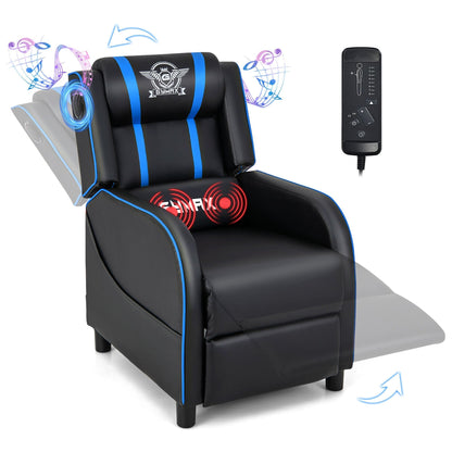 Fauteuil de jeu inclinable avec massage en cuir PU Gymax, siège inclinable individuel.