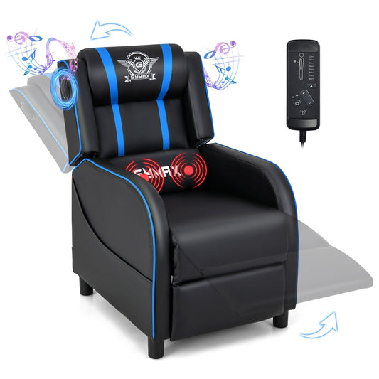 Fauteuil de jeu inclinable avec massage en cuir PU Gymax, siège inclinable individuel.
