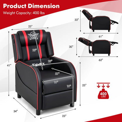 Fauteuil de jeu inclinable avec massage en cuir PU Gymax, siège inclinable individuel.