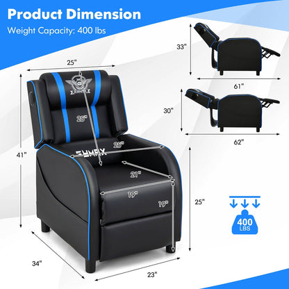 Fauteuil de jeu inclinable avec massage en cuir PU Gymax, siège inclinable individuel.