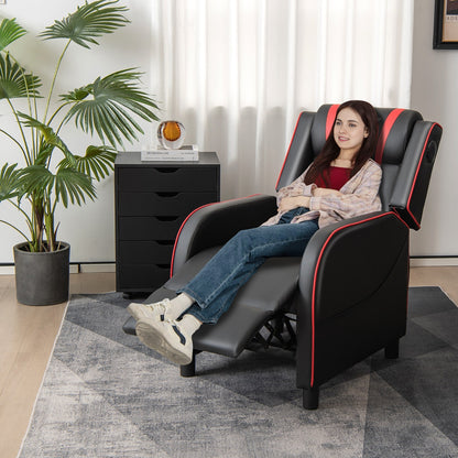 Fauteuil de jeu inclinable avec massage en cuir PU Gymax, siège inclinable individuel.