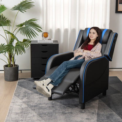Fauteuil de jeu inclinable avec massage en cuir PU Gymax, siège inclinable individuel.