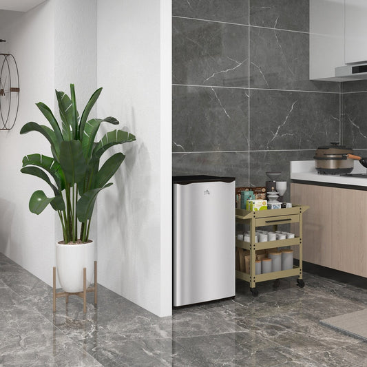 HOMCOM 3.2 Cu.Ft Mini Fridge with Freezer, Single Door Compact Refrigerator with Adjustable Thermostat