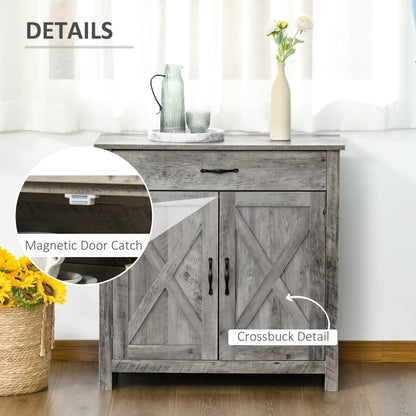 Buffet de rangement HOMCOM style porte de grange de ferme, 32 pouces, pour salon ou entrée, avec porte coulissante.