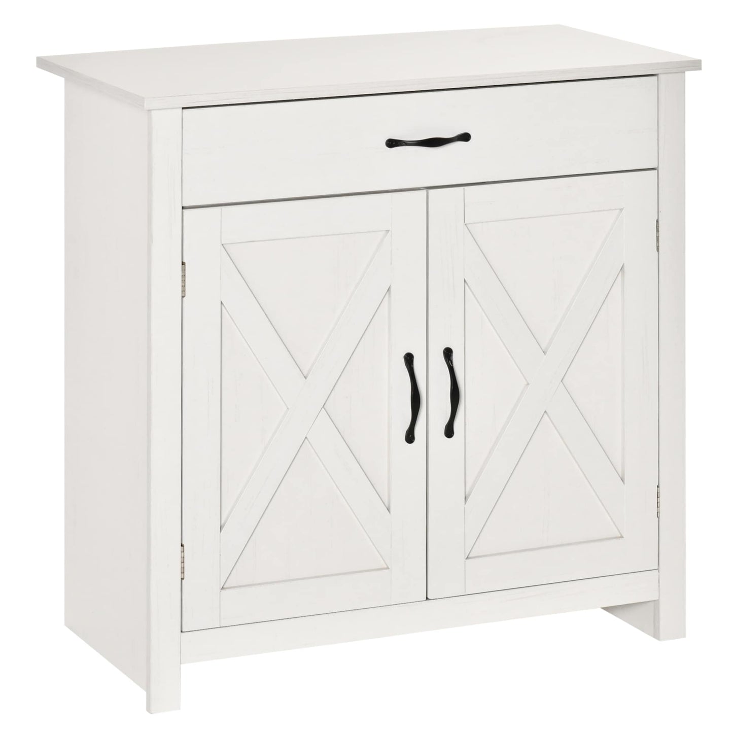 Buffet de rangement HOMCOM style porte de grange de ferme, 32 pouces, pour salon ou entrée, avec porte coulissante.