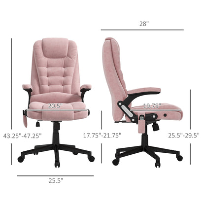 HOMCOM Chaise de bureau de massage vibrante à 6 points avec chauffage, chaise de bureau de direction à dossier haut en velours avec dossier inclinable
