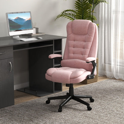HOMCOM Chaise de bureau de massage vibrante à 6 points avec chauffage, chaise de bureau de direction à dossier haut en velours avec dossier inclinable