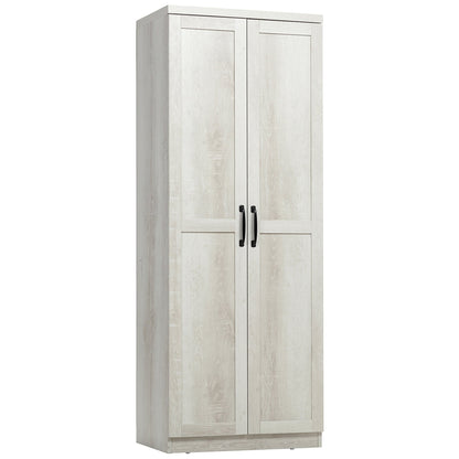 HOMCOM Étagère de rangement pour cuisine, armoire de rangement à 2 portes avec 5 niveaux de rangement et 2 étagères réglables pour salle à manger, 63 pouces