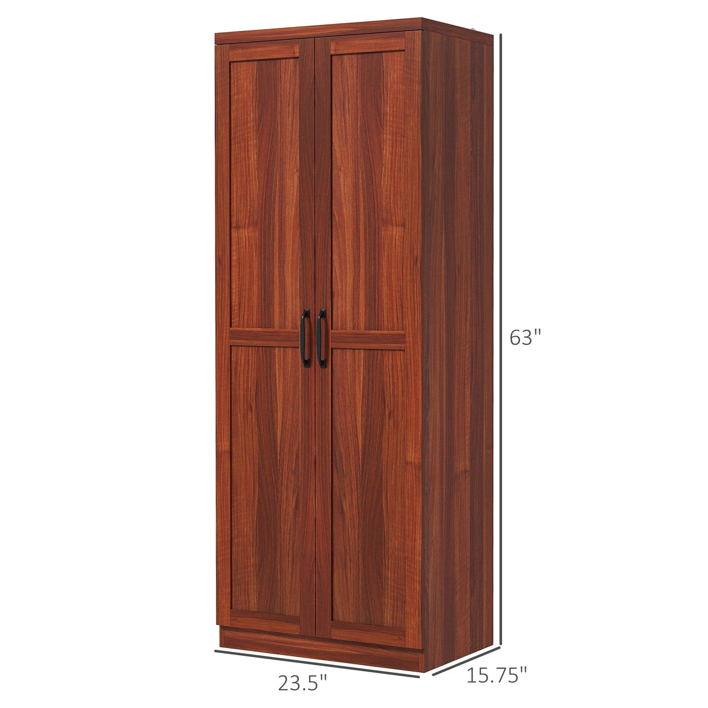 HOMCOM Étagère de rangement pour cuisine, armoire de rangement à 2 portes avec 5 niveaux de rangement et 2 étagères réglables pour salle à manger, 63 pouces