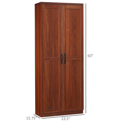 HOMCOM Étagère de rangement pour cuisine, armoire de rangement à 2 portes avec 5 niveaux de rangement et 2 étagères réglables pour salle à manger, 63 pouces
