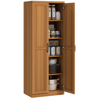 HOMCOM Étagère de rangement pour cuisine, armoire de rangement à 2 portes avec 5 niveaux de rangement et 2 étagères réglables pour salle à manger, 63 pouces
