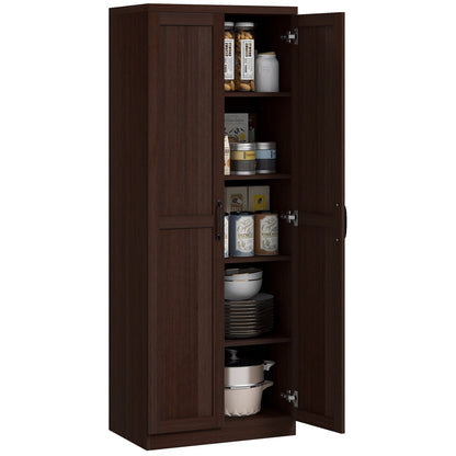 HOMCOM Étagère de rangement pour cuisine, armoire de rangement à 2 portes avec 5 niveaux de rangement et 2 étagères réglables pour salle à manger, 63 pouces