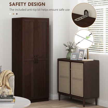 HOMCOM Étagère de rangement pour cuisine, armoire de rangement à 2 portes avec 5 niveaux de rangement et 2 étagères réglables pour salle à manger, 63 pouces