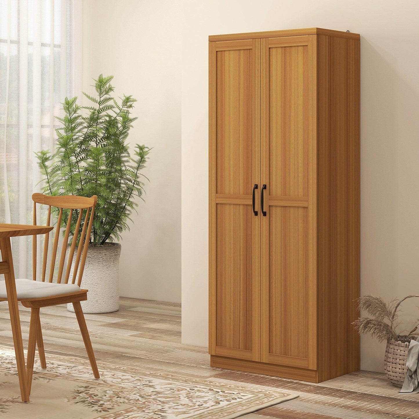 HOMCOM Étagère de rangement pour cuisine, armoire de rangement à 2 portes avec 5 niveaux de rangement et 2 étagères réglables pour salle à manger, 63 pouces