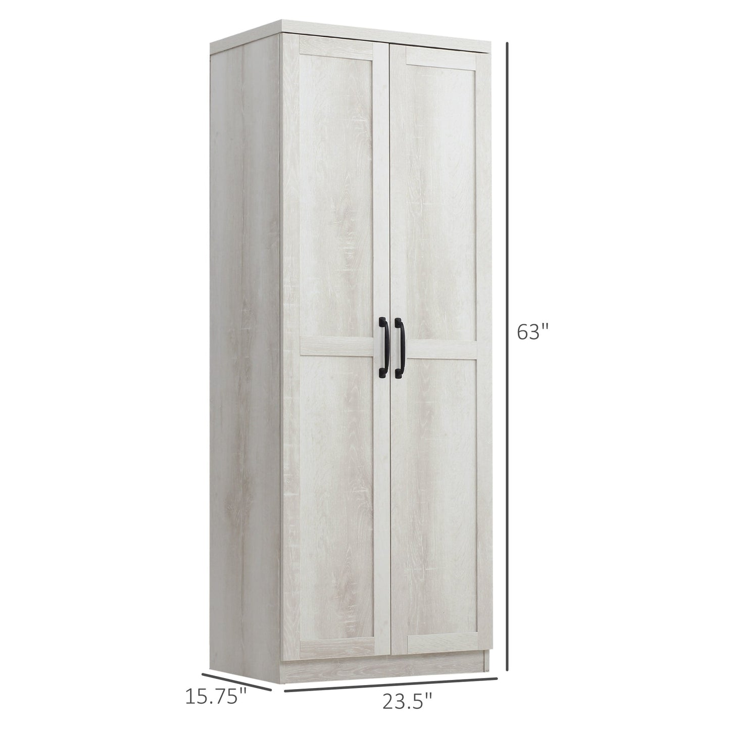HOMCOM Étagère de rangement pour cuisine, armoire de rangement à 2 portes avec 5 niveaux de rangement et 2 étagères réglables pour salle à manger, 63 pouces