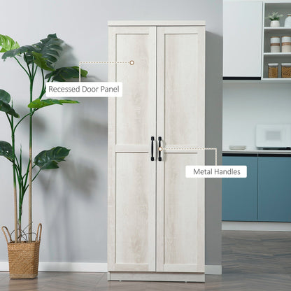HOMCOM Étagère de rangement pour cuisine, armoire de rangement à 2 portes avec 5 niveaux de rangement et 2 étagères réglables pour salle à manger, 63 pouces