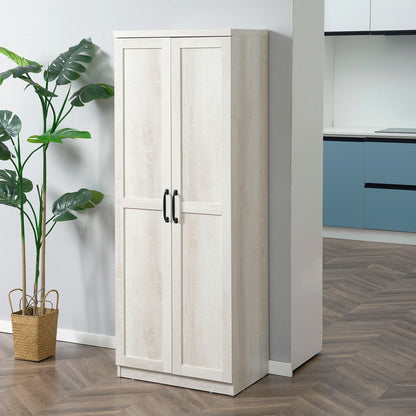 HOMCOM Étagère de rangement pour cuisine, armoire de rangement à 2 portes avec 5 niveaux de rangement et 2 étagères réglables pour salle à manger, 63 pouces