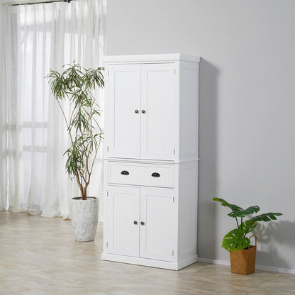 Armoire de rangement de cuisine HOMCOM 72, style traditionnel, avec portes et 3 étagères réglables, blanc