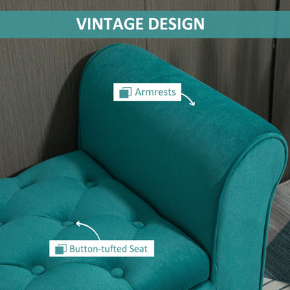 HOMCOM Tabouret Ottoman de Rangement à Boutons Capitonnés, Banc de Lit Tapissé avec Accoudoirs Rouglissés pour Chambre à Coucher, Salon ou Couloir