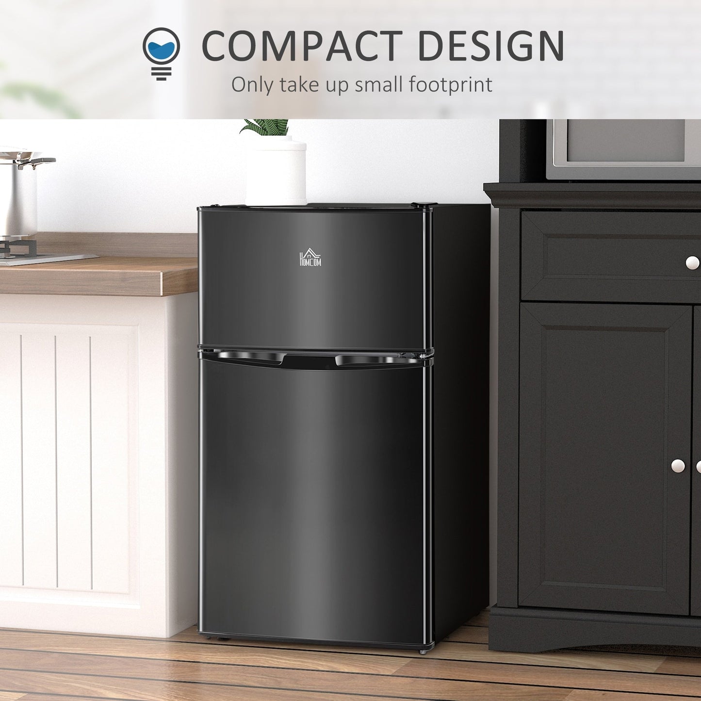 Mini réfrigérateur HOMCOM à double porte avec congélateur, réfrigérateur compact de 3,2 pieds cubes avec étagère réglable, thermostat réglable