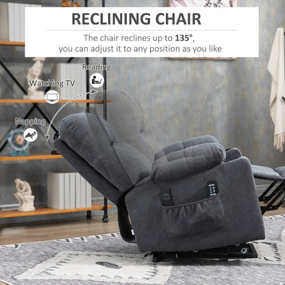 HOMCOM Fauteuil inclinable électrique à levage motorisé pour personnes âgées, fauteuil inclinable de salon surdimensionné avec télécommande