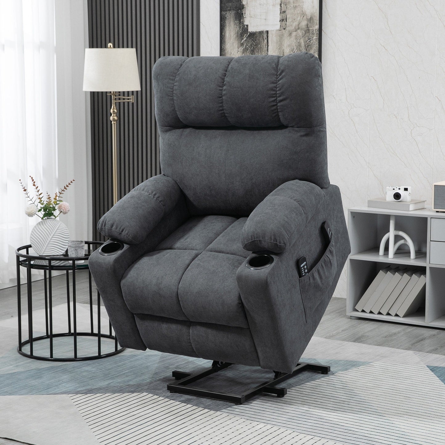 HOMCOM Fauteuil inclinable électrique à levage motorisé pour personnes âgées, fauteuil inclinable de salon surdimensionné avec télécommande