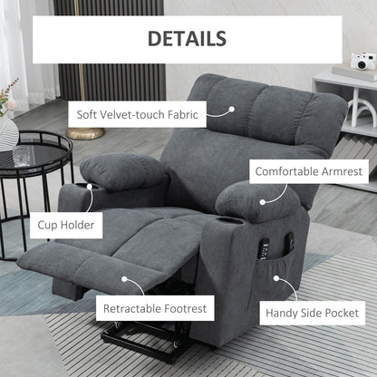 HOMCOM Fauteuil inclinable électrique à levage motorisé pour personnes âgées, fauteuil inclinable de salon surdimensionné avec télécommande