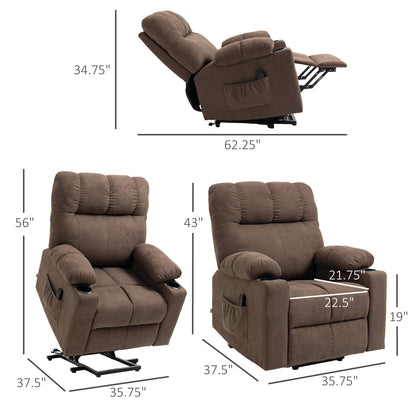 HOMCOM Fauteuil inclinable électrique à levage motorisé pour personnes âgées, fauteuil inclinable de salon surdimensionné avec télécommande