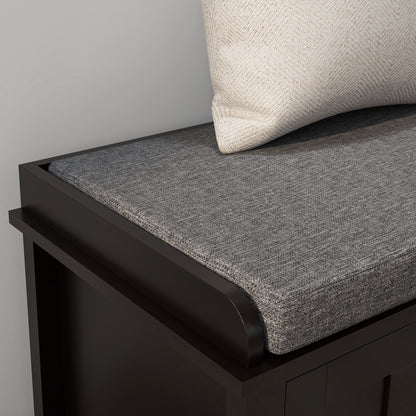 HOMCOM Banc à chaussures d'entrée avec rangement, ottomane, étagères réglables, 6 compartiments et assise rembourrée, blanc/gris