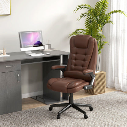 HOMCOM Chaise de bureau de massage à vibration avec dossier haut et 6 points de vibration, beige