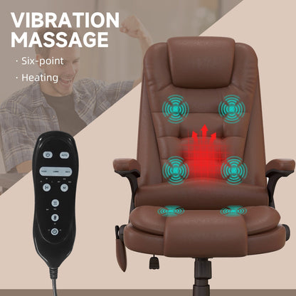 HOMCOM Chaise de bureau de massage à vibration avec dossier haut et 6 points de vibration, beige