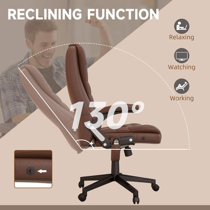 HOMCOM Chaise de bureau de massage à vibration avec dossier haut et 6 points de vibration, beige
