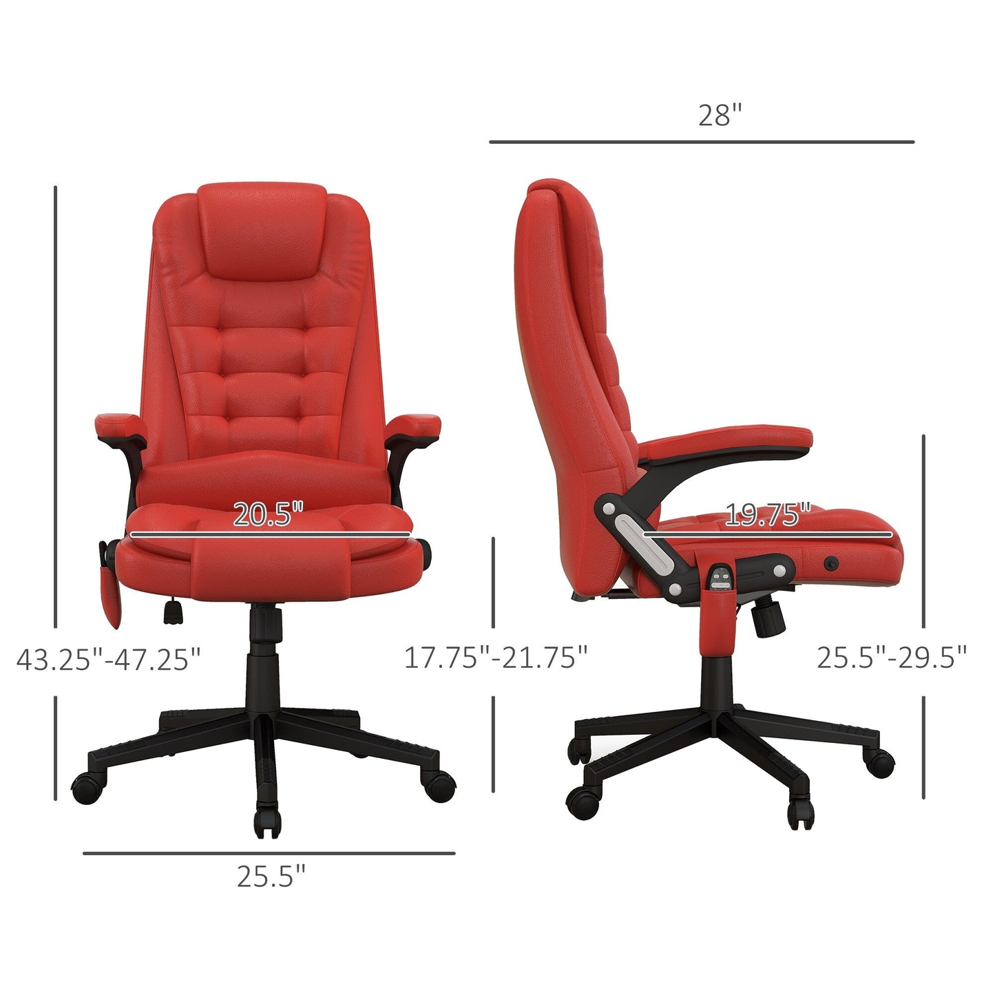 HOMCOM Chaise de bureau de massage à vibration avec dossier haut et 6 points de vibration, beige