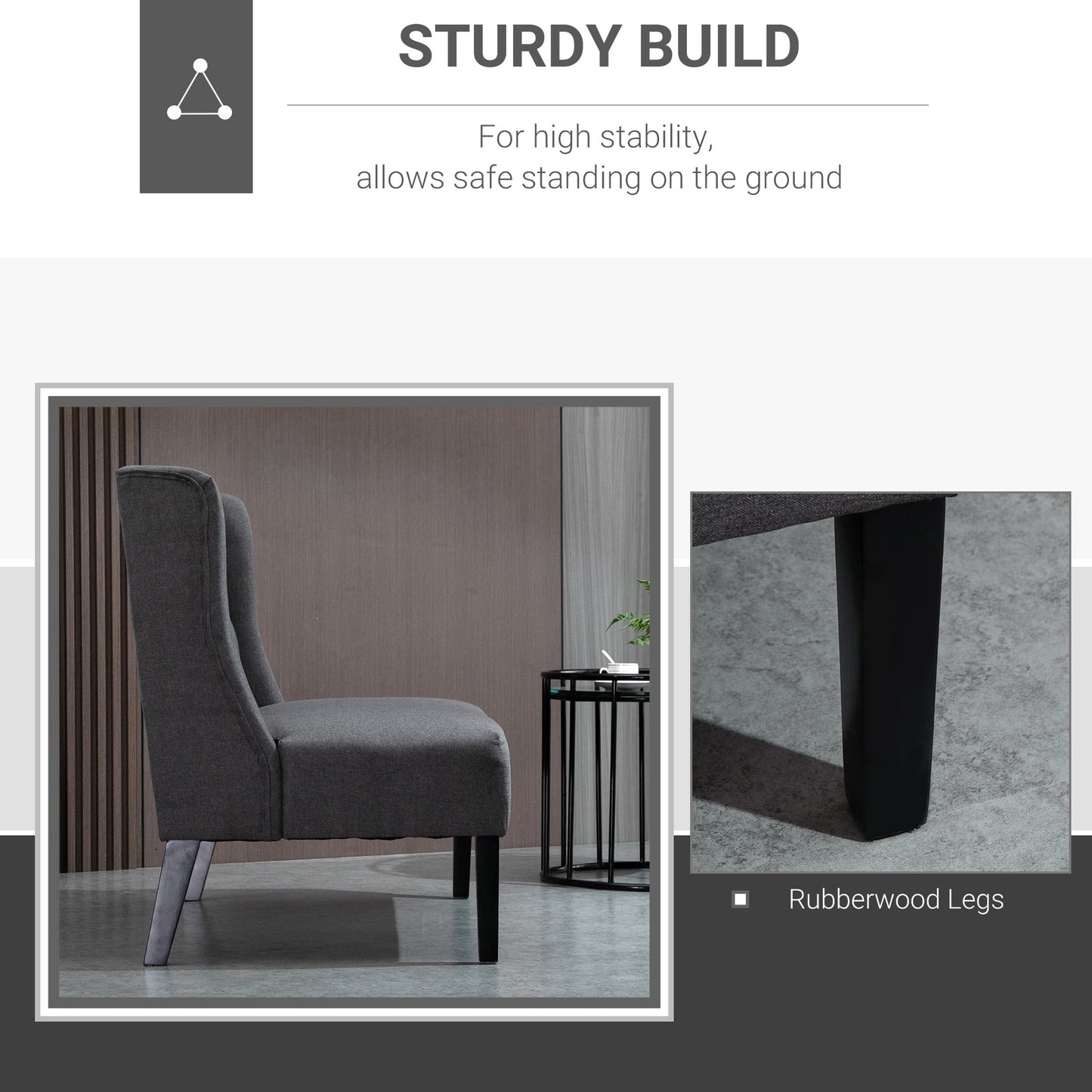 HOMCOM Canapé double en tissu de lin, méridienne capitonnée, sans accoudoirs, pour salon, avec pieds en bois - 28.75*43.25*36.5