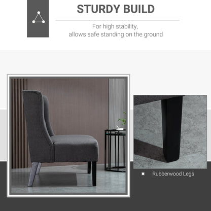 HOMCOM Canapé double en tissu de lin, méridienne capitonnée, sans accoudoirs, pour salon, avec pieds en bois - 28.75*43.25*36.5