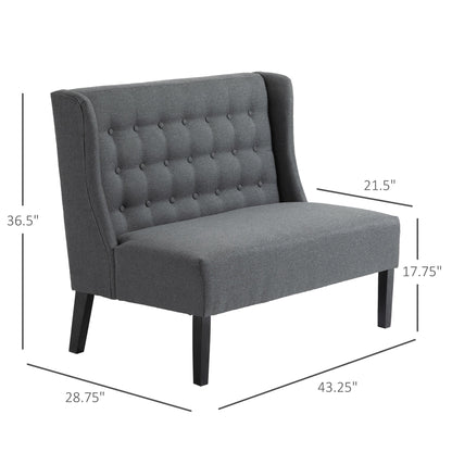 HOMCOM Canapé double en tissu de lin, méridienne capitonnée, sans accoudoirs, pour salon, avec pieds en bois - 28.75*43.25*36.5