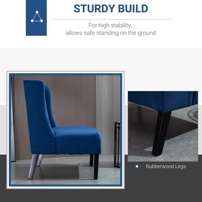 HOMCOM Canapé double en tissu de lin, méridienne capitonnée, sans accoudoirs, pour salon, avec pieds en bois - 28.75*43.25*36.5