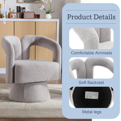 HOMEFUN Fauteuils d'appoint Boucle à dossier incurvé pivotant à 360 degrés, recouvert de tissu