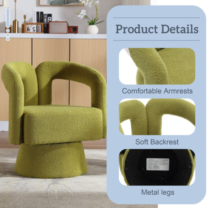 HOMEFUN Fauteuils d'appoint Boucle à dossier incurvé pivotant à 360 degrés, recouvert de tissu