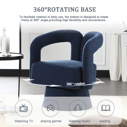 HOMEFUN Fauteuils d'appoint Boucle à dossier incurvé pivotant à 360 degrés, recouvert de tissu
