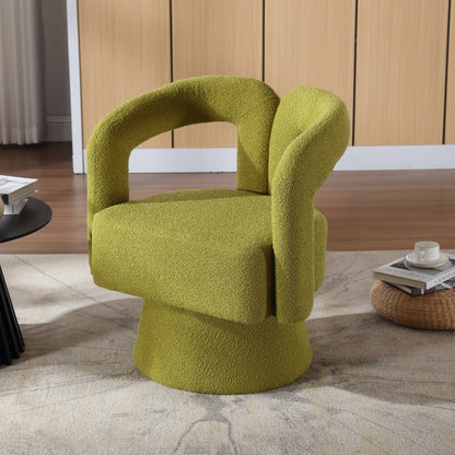 HOMEFUN Fauteuils d'appoint Boucle à dossier incurvé pivotant à 360 degrés, recouvert de tissu
