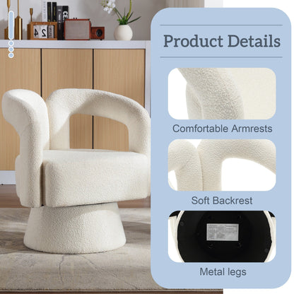 HOMEFUN Fauteuils d'appoint Boucle à dossier incurvé pivotant à 360 degrés, recouvert de tissu