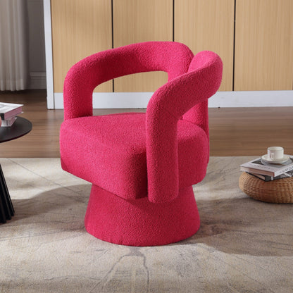 HOMEFUN Fauteuils d'appoint Boucle à dossier incurvé pivotant à 360 degrés, recouvert de tissu