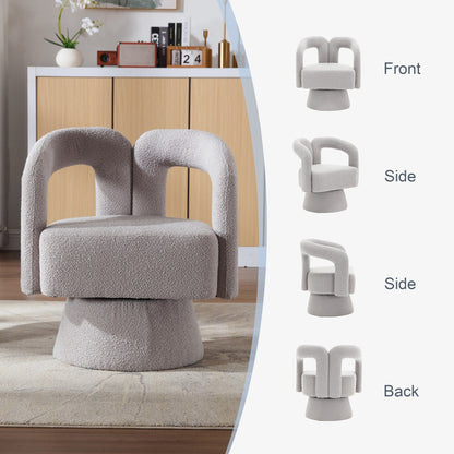 HOMEFUN Fauteuils d'appoint Boucle à dossier incurvé pivotant à 360 degrés, recouvert de tissu