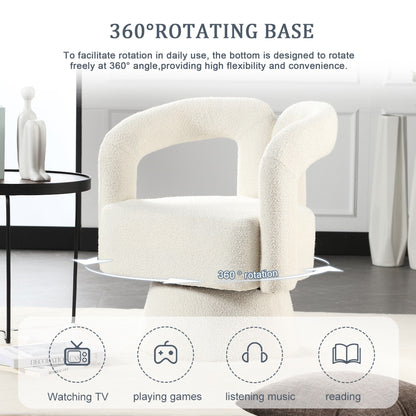 HOMEFUN Fauteuils d'appoint Boucle à dossier incurvé pivotant à 360 degrés, recouvert de tissu