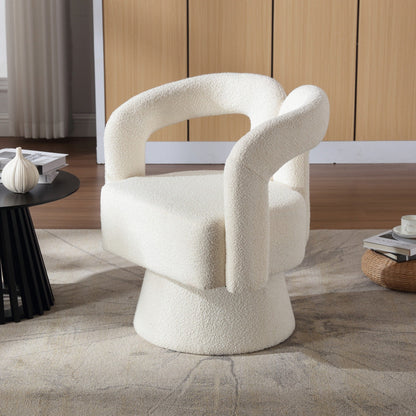 HOMEFUN Fauteuils d'appoint Boucle à dossier incurvé pivotant à 360 degrés, recouvert de tissu